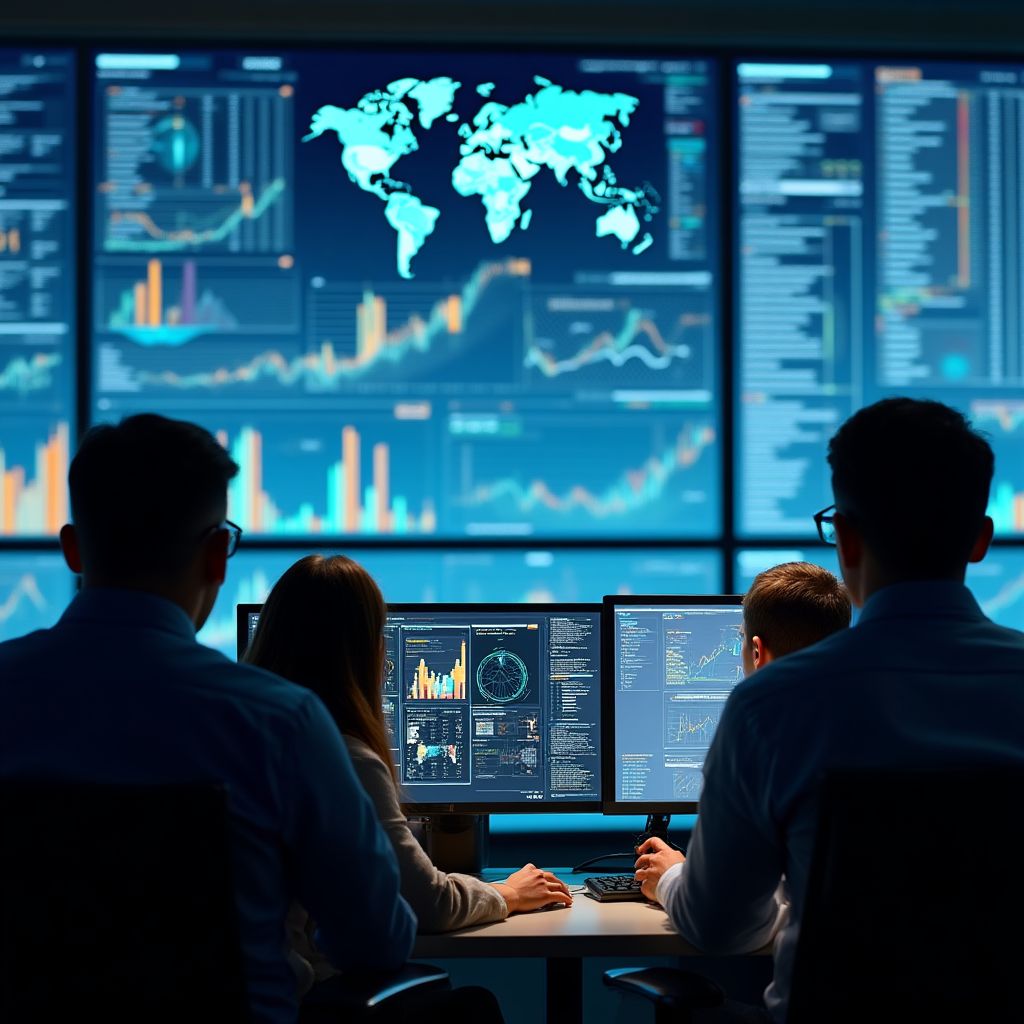 Profesionales analizando datos del sector petrolero